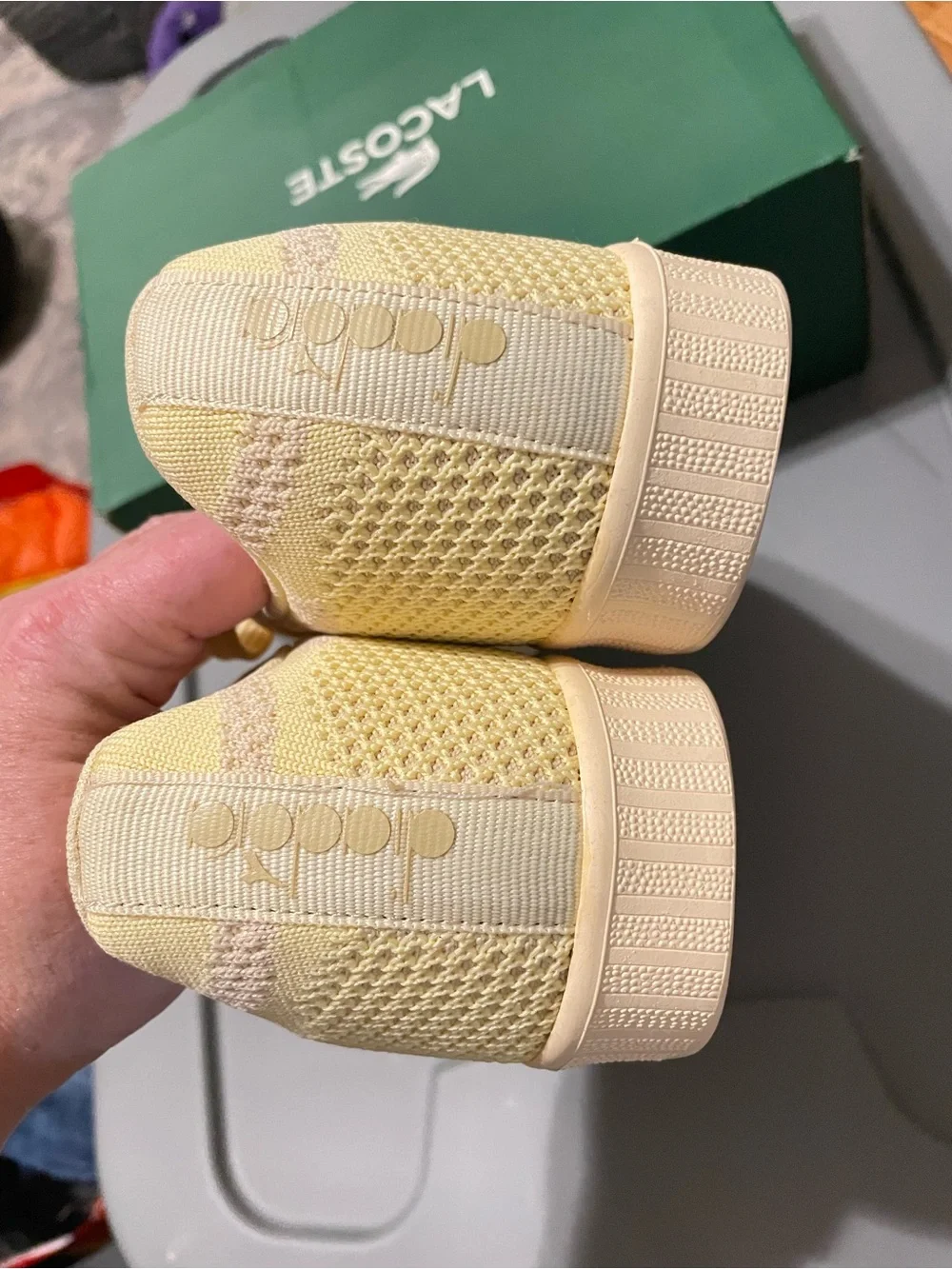 Diadora Pale Yellow Knit Athletic Sneakers